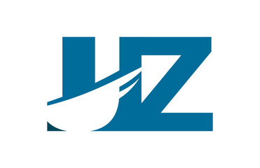 UZ Negative Space Square Swoosh Letter Logo