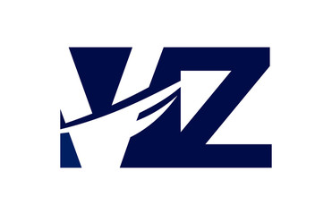 VZ Negative Space Square Swoosh Letter Logo