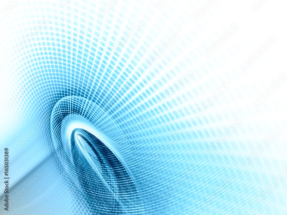 Fototapete Abstract background element. Fractal graphics series. Curves, blurs and twisted grids composition. Blue and white colors.