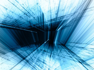 Fototapeta premium Abstract background element. 3d scan series. Fractal graphics. Perspective composition of light and shadow rays.