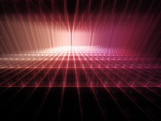 Abstract background. Fractal graphics series. Three-dimensional composition of textured grids. Red and black colors.