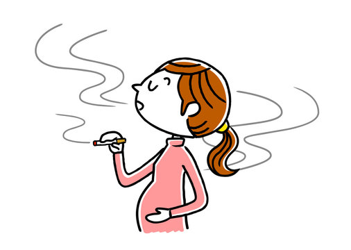 タバコを吸う妊婦