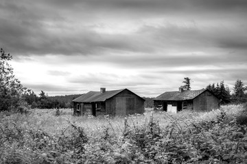 Farm shed in field