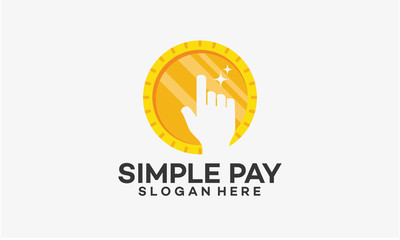 Simple Payment logo template designs with Cursor and coin symbol vector illustration