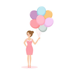 young woman girl holding balloon concept of happiness celebration and joy