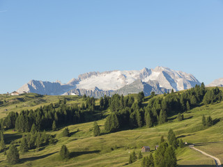 Landscape on the Marmolada during summer. Melting glaciers