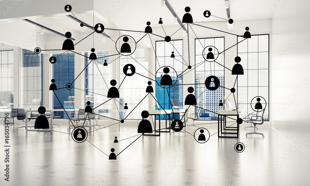 Wall mural networking and wireless connection as concept for effective mode