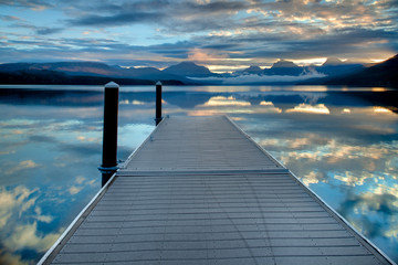 Dock on Lake McDonald in Glacier National Park, Montana, USA