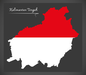 Kalimantan Tengah Indonesia map with Indonesian national flag illustration