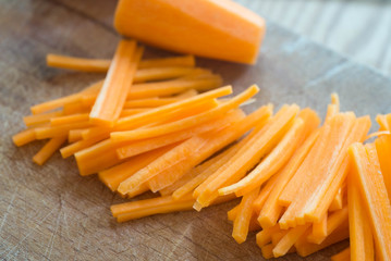 chopped carrot selective focus