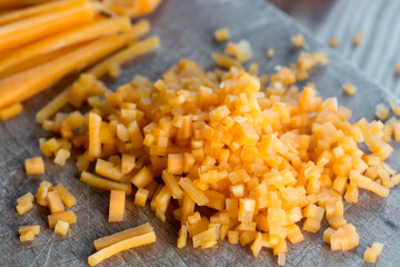 chopped carrot selective focus