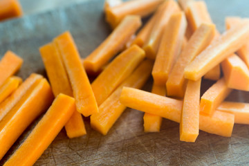 chopped carrot selective focus