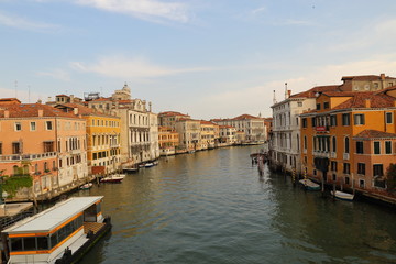 colorful houses and canal in Venice, Italy