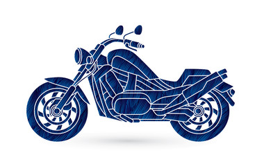 Motorbike side view design using grunge brush graphic vector
