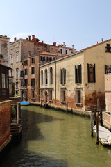 colorful houses and canal in Venice, Italy