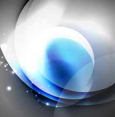 Digital illustration, glowing waves and circles