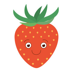 white background with silhouette of happy cartoon strawberry fruit vector illustration