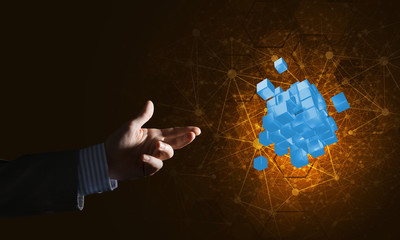 Idea of new technologies and integration presented by cube figure