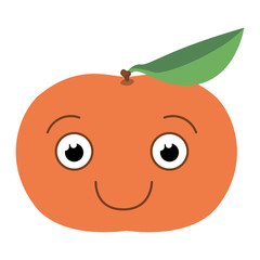 white background with silhouette of happy cartoon tangerine fruit vector illustration