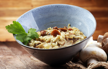 risotto with mushrooms, fresh herbs and parmesan cheese.