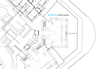 Architectural background, architectural plan, construction drawing landscape