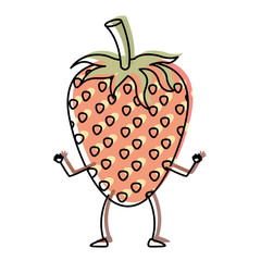 white background with watercolor silhouette of faceless caricature strawberry fruit vector illustration