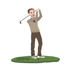 man play golf swing course illustration swing flat