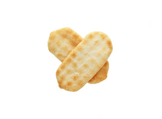 Japanese rice cracker isolated on white background.
