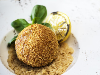 Fish cutlet with rice
