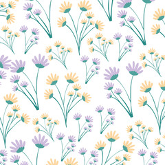 white background with colorful pattern of branches with flowers vector illustration