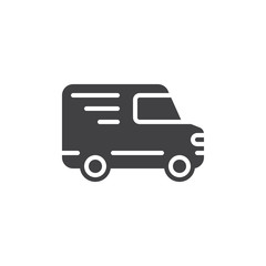 Delivery truck icon vector, filled flat sign, solid pictogram isolated on white. Shipping symbol, logo illustration. Pixel perfect vector graphics