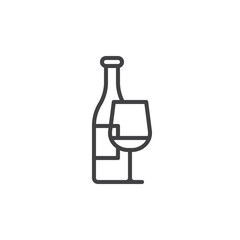 Wine bottle and wineglass line icon, outline vector sign, linear style pictogram isolated on white. Symbol, logo illustration. Editable stroke. Pixel perfect vector graphics