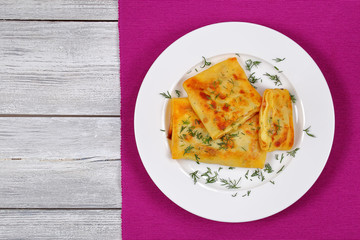 homemade mozzarella and ham stuffed crepes