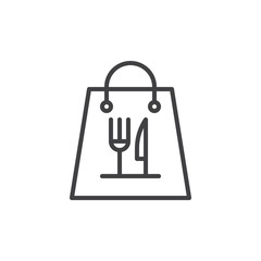 Take away paper food bag line icon, outline vector sign, linear style pictogram isolated on white. Symbol, logo illustration. Editable stroke. Pixel perfect vector graphics