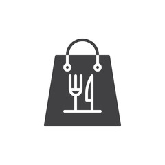 Take away paper food bag icon vector, filled flat sign, solid pictogram isolated on white. Symbol, logo illustration. Pixel perfect vector graphics