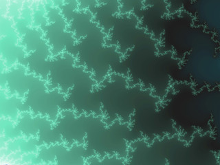 Abstract fractal background. Green or turquoise light wave.