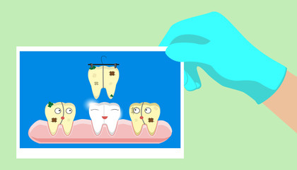 Cartoon Dentist with Healthy Clean Teeth. Vector illustration.