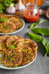 Potato pancakes fried with garlic