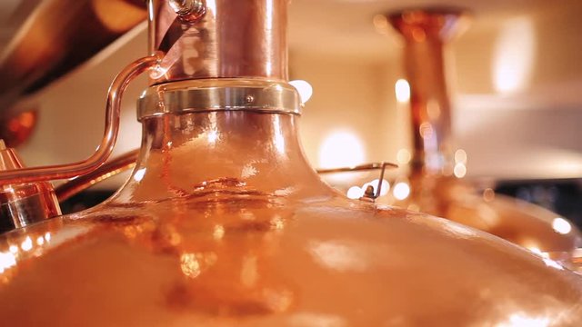 Brewery, view of the interior of the brewery in the restaurant, capacity and equipment for beer production.
