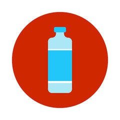 Bottle with water flat icon. Round colorful button, circular vector sign. Flat style design