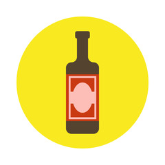 Red wine bottle flat icon. Round colorful button, circular vector sign. Flat style design