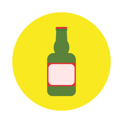 Beer bottle flat icon. Round colorful button, circular vector sign. Flat style design