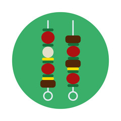 Shish kebab flat icon. Round colorful button, circular vector sign. Flat style design