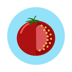 Fresh tomato flat icon. Round colorful button, circular vector sign. Flat style design