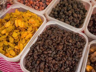 Mix of dried fruits in The market