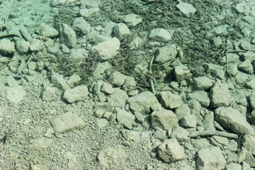 Clear turquoise water with stones in the beautiful Eibsee
