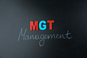 Abbreviation and text written on blackboard. Management concept © Africa Studio