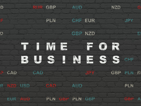 Finance concept: Time for Business on wall background