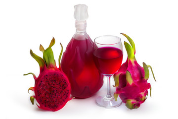 Dragon Fruit wine glass goblet and bottle