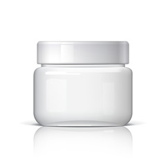 Realistic cosmetic jar on a white background.